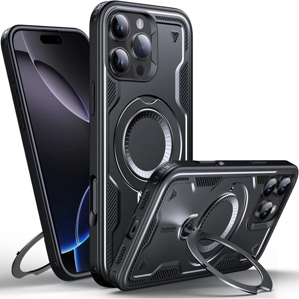 Diseñado para Funda Magnética para iPhone 16 Pro Max, Compatible con Magsafe, Resistente a Caídas de 10 pies, Resistente, con Soporte de Anillo Giratorio 360, Funda Protectora a Prueba de Golpes