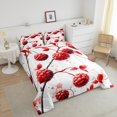 thumbnail image 3 of YST Red Fruit Twin Comforter Set,Geometric Raspberry Soft Quilt for Girls,Kids Teens Ombre Botanical Room Decor Bedding Set,Watercolor Pastel Down Comforter with 1 Pillow Cover,Red White, 3 of 5