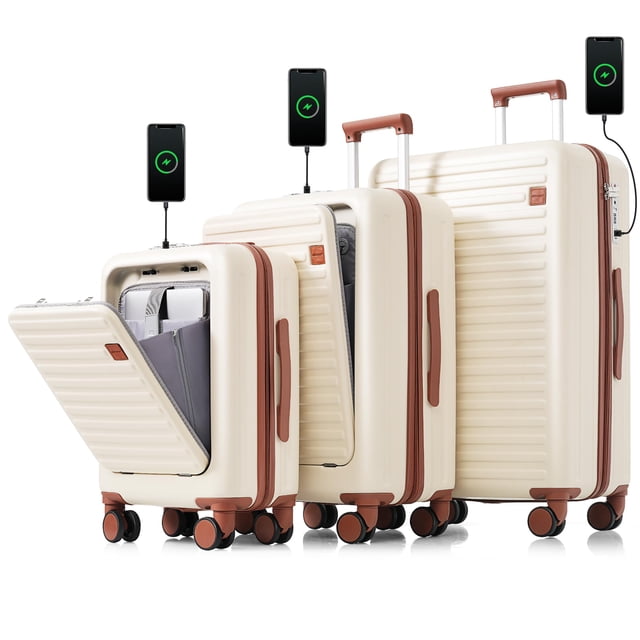 Set de equipaje Merax, maleta rígida con portavasos y puerto USB