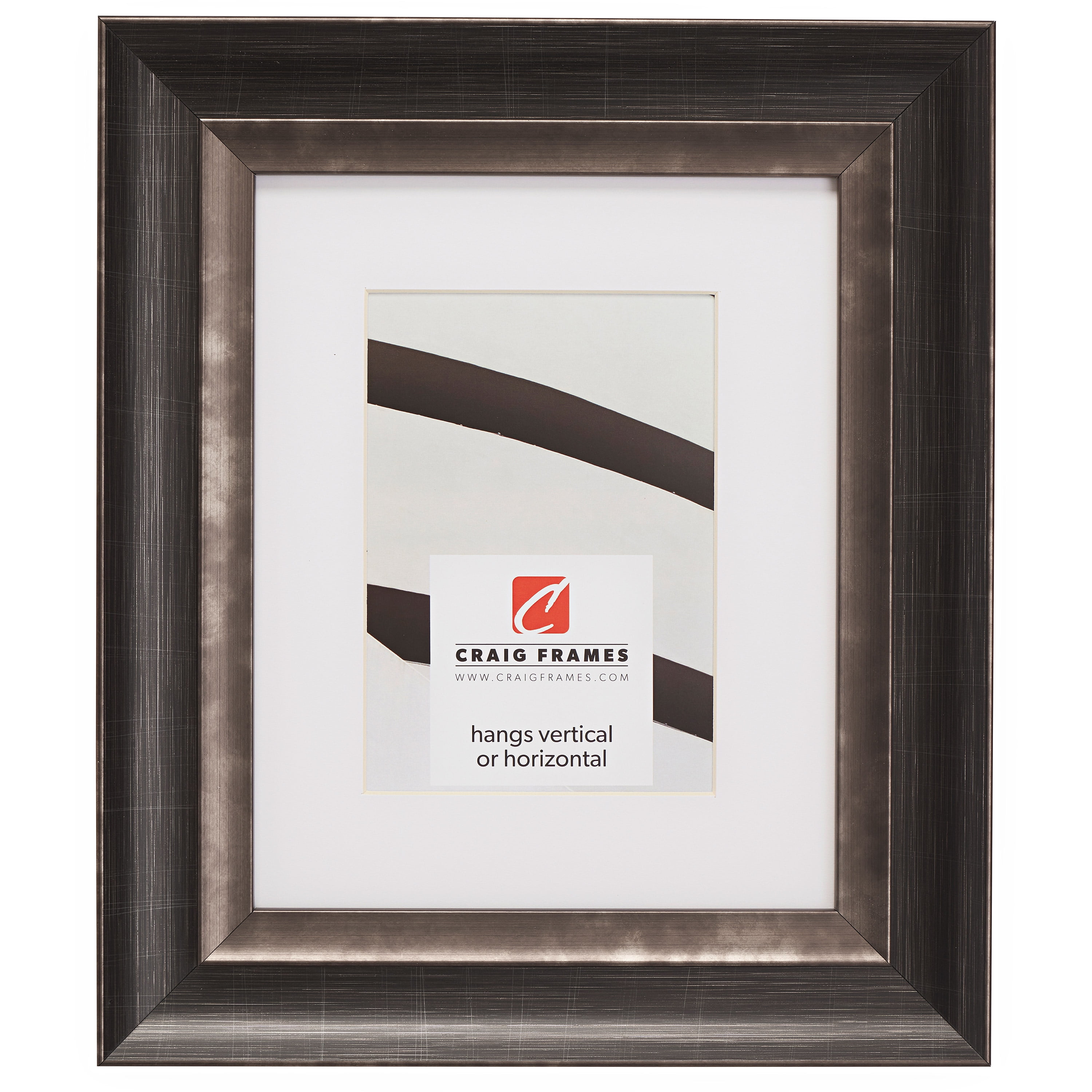 Craig Frames Ventura, 11x14 inch Aged Silver and Black Picture Frame