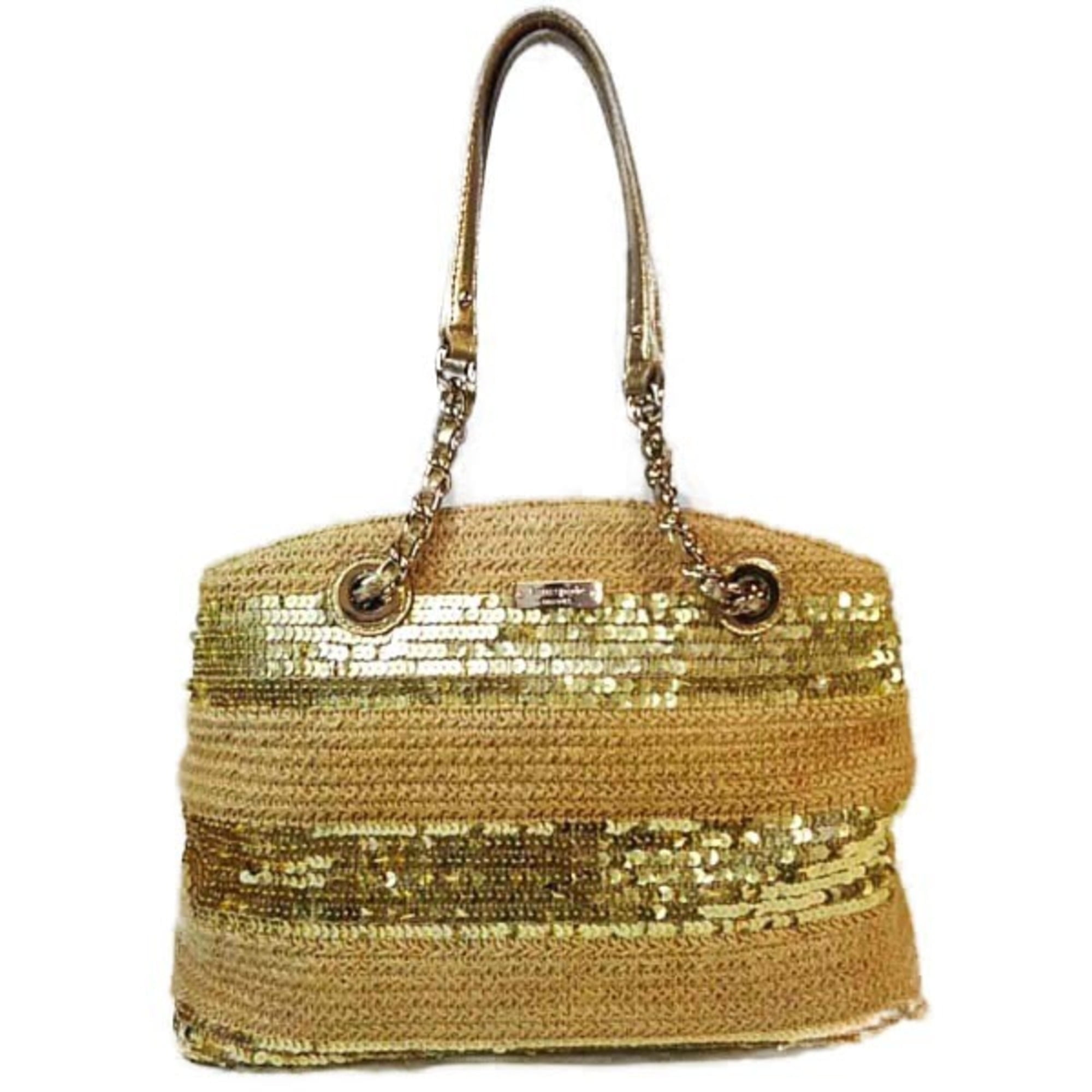 Pre-Owned Kate Spade Shoulder Bag with Sequins and Chain Strap, Gold (Good)