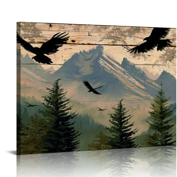 ARISTURING Wild Animal Canvas - Rustic Cabin Decor Wildlife Wall Art - Deer Wolf Eagle Bear Canvas Wall Art - Woodland Wall Art - Cabin Wall Art