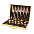 thumbnail image 1 of Juego de cubiertos de acero inoxidable de 24 piezas, cubiertos premium 18/10 para 6 personas, incluye cuchara, tenedor, cuchillo y cucharilla, diseño pulido espejo, 1 of 7