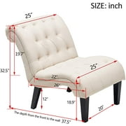 Andeworld Upholstered Accent Chair for Bedroom Living Room Chairs Lounge Chair with Wood Legs Cream Fabric