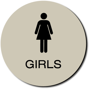 California GIRLS Restroom Door Sign-Taupe / Black (1 Unit)