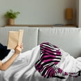 thumbnail image 3 of Pink Zebra Soft Flannel Fleece Throw Blanket, Zebra in Love with Hearts Pastel Valentines Wedding Anniversary, Cozy Plush for Indoor and Outdoor Use, 50" x 60", Black White Pink, by Ambesonne, 3 of 5