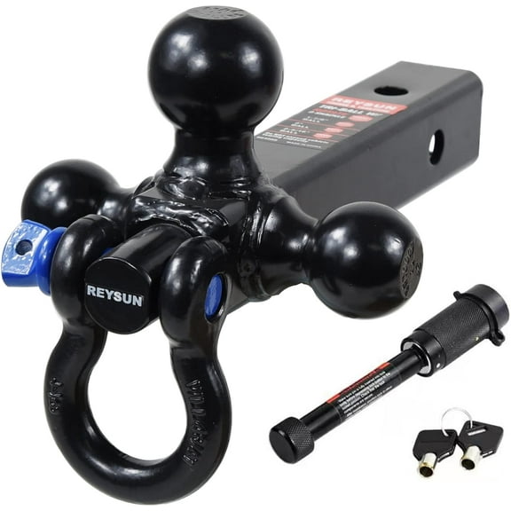 Trailer Hitch Tri-Ball Hitch Mount with Rotatoble Tow Shackle, fits for 2-inch Hitch Receiver, Hitch Lock Pin Included…