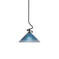 thumbnail image 1 of Capri Stem Mini Pendant With Hang Straight Swivel Shown In Matte Black Finish With 12" Teal Crystal Glass, 1 of 1
