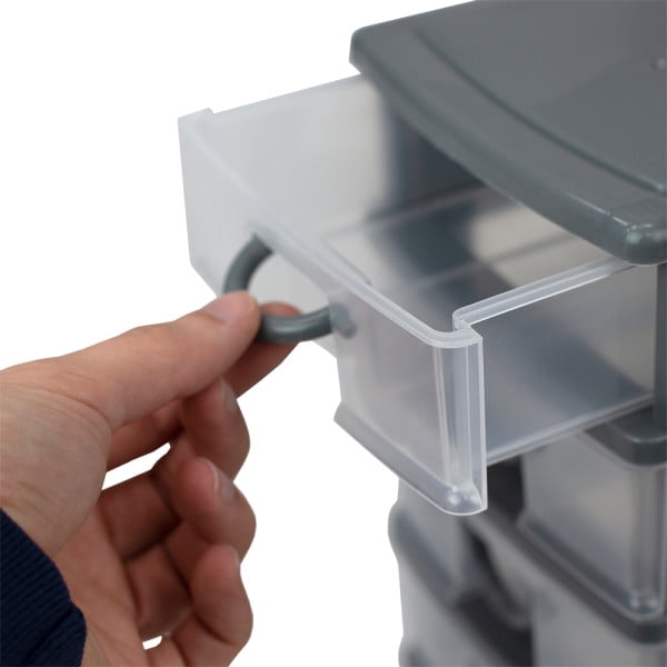 Home Basics 5-Tier Plastic Drawer Organizer, Grey, 2 Pack