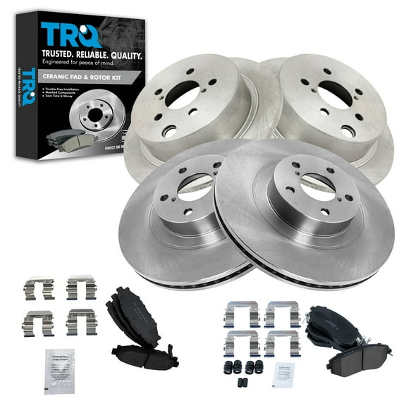 TRQ Front and Rear Brake Pad & Rotor Kit Brake Pads Brake Rotor Ceramic Vented Fits Select 2016-2017 Subaru Crosstrek 2014-2018 Forester 2013-2015 XV Crosstrek