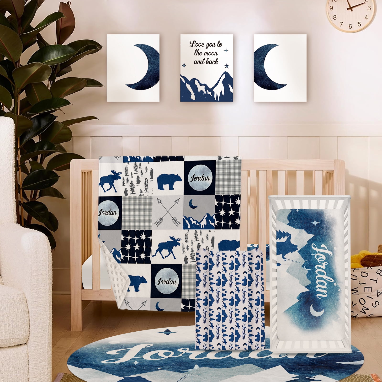 Levtex Baby Forest Friends Bettwäsche-Set – 5-teilig, Mit Steppdecke, Spannbetttüchern, Rüsche & Wandaufkleber