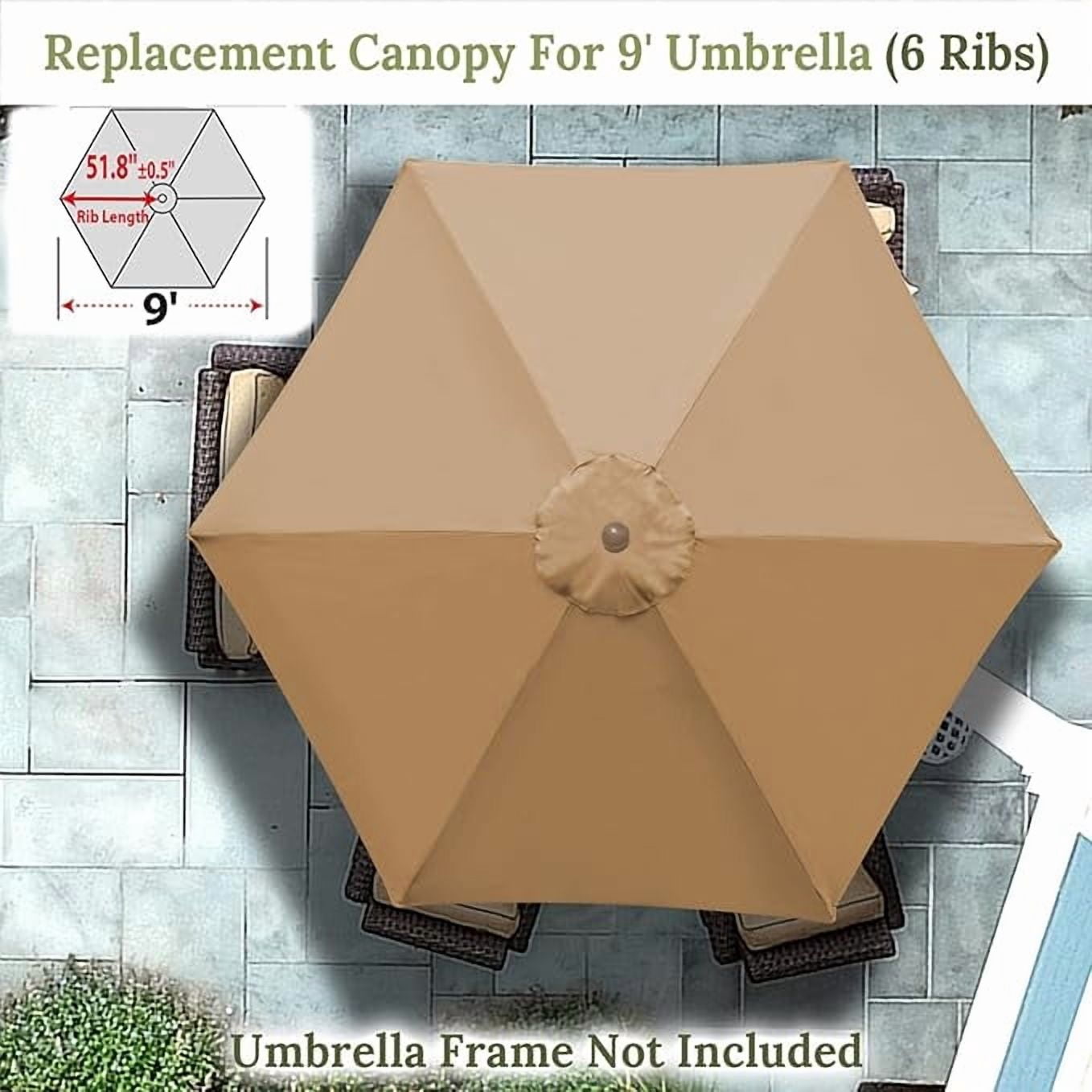 ALUVIERA 9ft 6ribs Umbrella Canopy Cover Replacement Top Canopy for Patio Umbrella