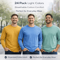 thumbnail image 2 of BILLIONHATS 24 Pack Mens Long Sleeve Light Colorful T-Shirts, Cotton - Crew Neck Bulk Tees for Men, Wholesale Sleeved T-Shirt - Size 4X-Large, 2 of 6