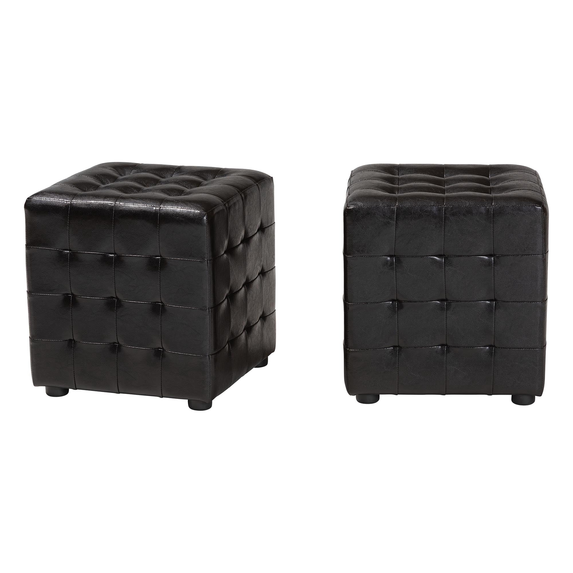 Baxton Studio Siskal Dark Brown Modern Cube Ottoman