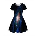 thumbnail image 3 of WILLBEST Robes pour Femmes Robe Décontractée Ciel Étoilé Imprimé Numérique Ligne A Manches Courtes T-Shirt Robe Jupe, 3 of 3