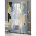 thumbnail image 4 of Abstract Color Block Sheer Curtains 96 Inches Long 2 Panels Blue Yellow Geometric Modern Art Light Filtering Semi Sheer Window Curtains Drapes for Bedroom Living Room 52"x96", 4 of 7