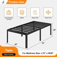 thumbnail image 2 of Bedofmine 20" Twin Bed Frame Metal Platform Heavy Duty with Large Storage, No Box Spring, Easy Assembly, Rounded Corners, Black, 2 of 9
