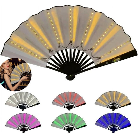 Party LED Hand Fan, Boots on The Ground Fan, Hand Popping Fan for Women Foldable, Clacking Large Fans for Line Dancing Glowing Stage Performance, Birthday Wedding Home Decor, Enthusiasts Gift (Yellow)