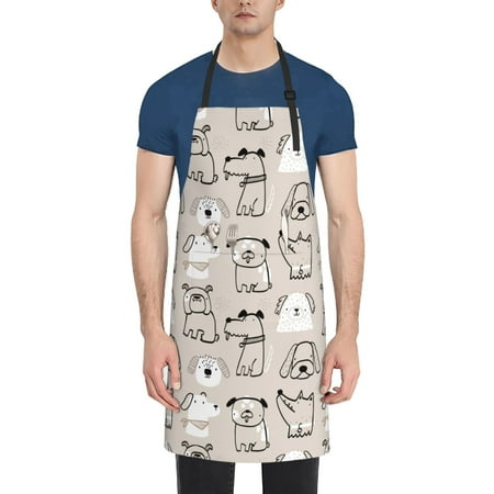 

Lukts Puppy Pattern Kitchen Cooking Aprons Adjustable Bib Soft Chef Apron with 2 Pockets for Men Women