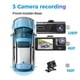 thumbnail image 3 of Driving Recorder HD 1080P 2 Inches Screen 3 Way with Wifi 3 Lens Parking Monitoring with Night Vision Car DVR Recorder, 3 of 5