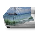 thumbnail image 3 of Nautical Soft Flannel Fleece Blanket, Traveling Themed View of Ship in the Aquatic World with Fluffy Clouds Day Time Landscape, Cozy Plush for Indoor and Outdoor Use, 60" x 80", Blue, by Ambesonne, 3 of 6