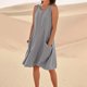 thumbnail image 3 of WILLBEST Vestido Midi De Verano Para Mujer, Largo Hasta La Rodilla, Informal, Para Playa, Resort, Sin Mangas, Color Liso, Con Bolsillos, 3 of 3