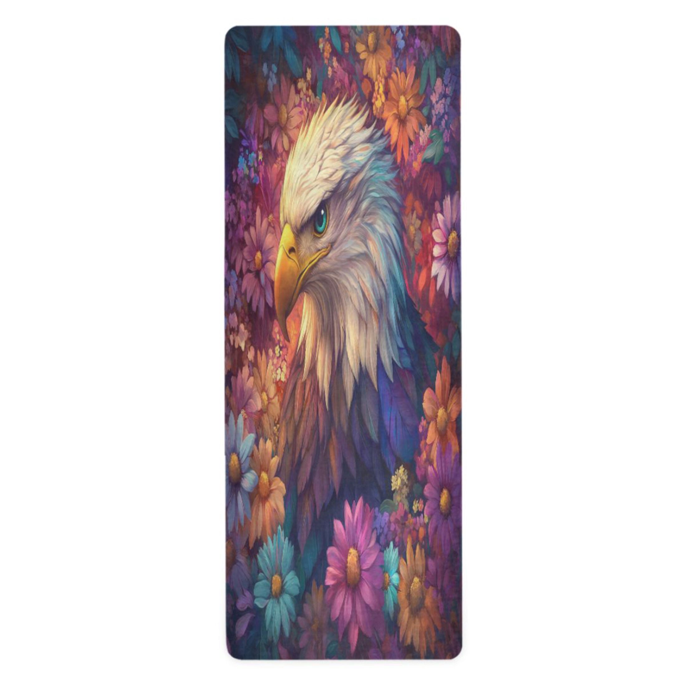 BZSMCE Yoga Mat Women Raptor Surrounded by Colorful Flowers Fitness Mat
