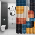 thumbnail image 4 of Abstract Style Shower Curtain for Bathroom Decor, Multi Color Square Block Waterproof Fabric Shower Curtain, 36"x72" Set with 12 Hooks, 4 of 9