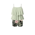 thumbnail image 6 of Mifsaly Girls Swimsuit Tankini 2 Piece Kids Ruffle Bathing Suit Set Printed Palm Leaf Shorts Teen Summer Beach Pool Swimwear Size 6-15, 6 of 7