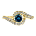 thumbnail image 3 of Mauli Jewels 1.00 Carat Natural Round Blue & White Diamond/ Halo Style/ Curved/ Engagement Ring 4 Prong-Setting10K Solid White/ Rose/ Yellow Gold for women, 3 of 6