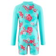 thumbnail image 5 of Fshinging Kids Swimsuits Tropical Leave Flower Print Long Sleeve Rash Guards One Piece Swimming Pools Size 3-4 Years, 5 of 6
