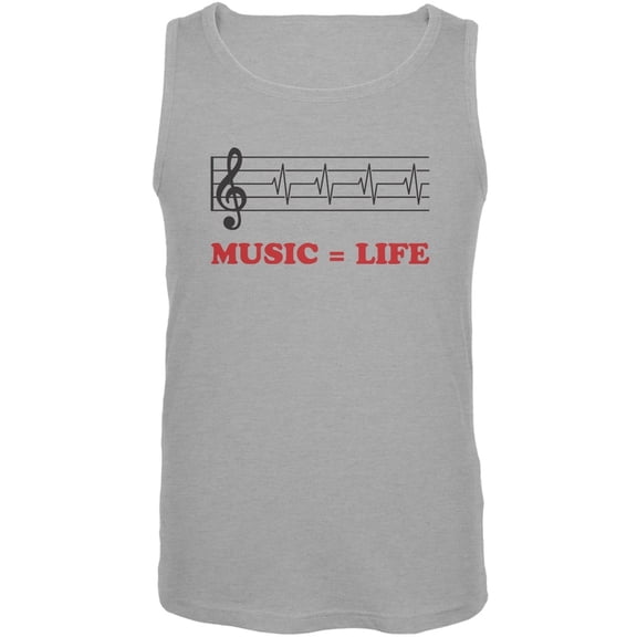 Music=Life Treble Clef Heather Grey Adult Tank Top - Large