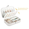thumbnail image 4 of FOAUUH Travel Jewelry Box, PU Leather Small Jewelry Organizer for Women Girls, Double Layer Portable Mini Travel Case Display Storage Holder Box for Stud Earrings, Rings, Necklaces, Bracelets ( White), 4 of 6