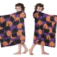 thumbnail image 4 of Purple Halloween Black Cats and Pumpkins Hooded Bath Towel，60"x35" for Ages 3 To 12 Kids, Quick Dry Lightweight Soft Microfiber Hood Beach Towel Cover Up for Kids, 4 of 7