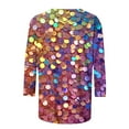 thumbnail image 4 of BVOFAR Women's Sparkly Sequin Party Shirts Glitter 3/4 Sleeve Dressy Tops Round Neck Loose Fit Blouses 2025, 4 of 5