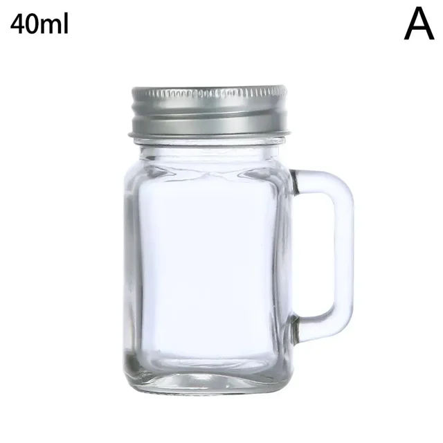 Frasco de vidrio de 40 ml/60 ml/120 ml para mermelada y miel, portátil, a prueba de fugas, para leche, jugo, con tapa, para fiestas en casa, bar, vasos W2V5