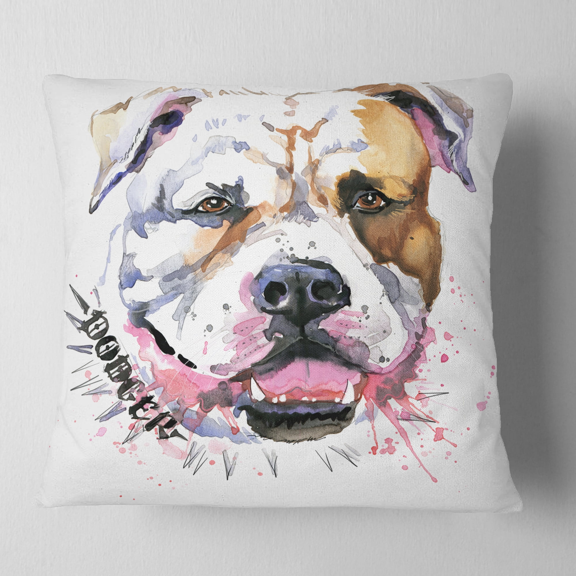 Designart Cute Dog with Open Mouth - Animal Throw Pillow - 18x18
