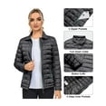 thumbnail image 4 of Little Donkey Andy Women's Quilted Puffer Jacket Lightweight Insulated Jacket Full Zip Thermal Padded Winter Coat with Pockets Carbon black S, 4 of 6