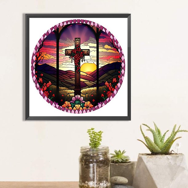 Cuadros Decorativos Diamante pintura 5D DIY taladro redondo completo cruces Kit decoración del hogar arte artesanía DQrwqpou embutido en tela
