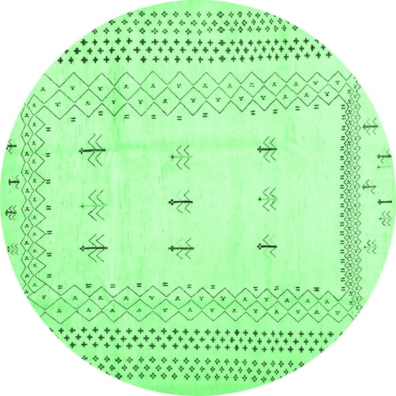 Ahgly Company Indoor Round Solid Emerald Green Modern Area Rugs, 8' Round