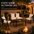 thumbnail image 3 of 4 Pieces Heavy-duty Patio Furniture Sets, Metal Outdoor Conversation Sofa with Table, Cushioned Backyard Table and Chairs for 4 with Wide Seats, Thickened Steel Frame, Beige Cushions, 3 of 9