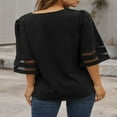 thumbnail image 3 of CHOK Hauts d'Été à Manches Courtes pour Femmes Tunique Décontractée Imprimée Florale Col en V Mignon T-Shirts Fluides Blouse, 3 of 5