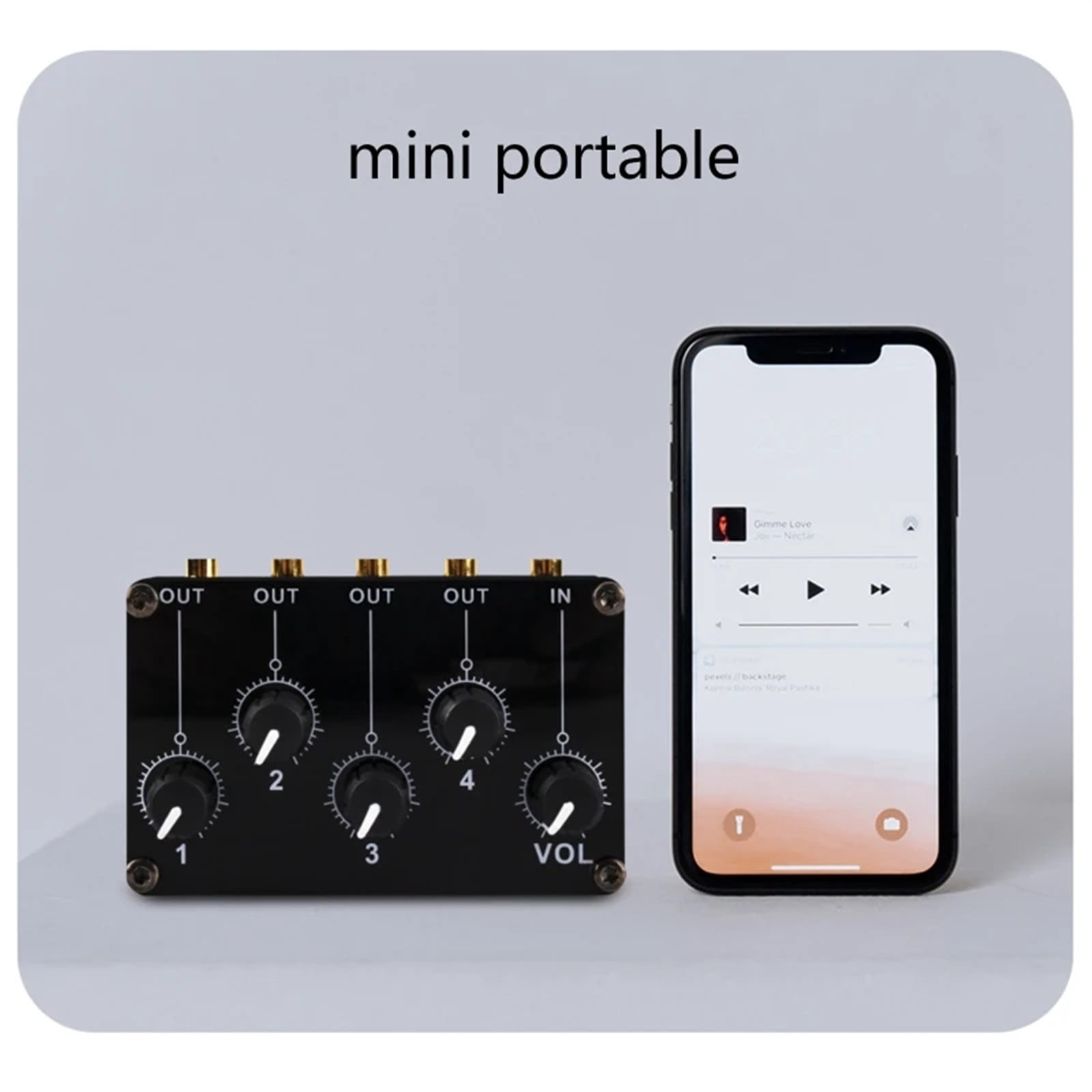 Mini 4 Channel Stereo Line Mixer 4in1out for Live Studio Recording Low Noise Small & Sophisticated Aud-io Passive Mixer ,Precision Control