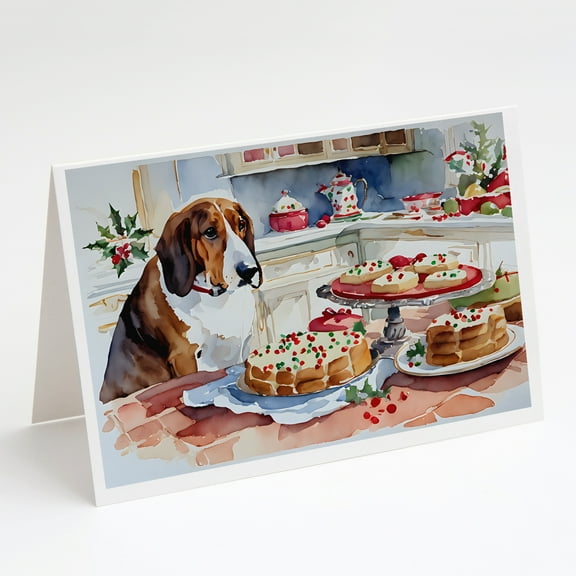 Basset Hound Christmas Cookies Greeting Cards Pack of 8 7 in x 5 in