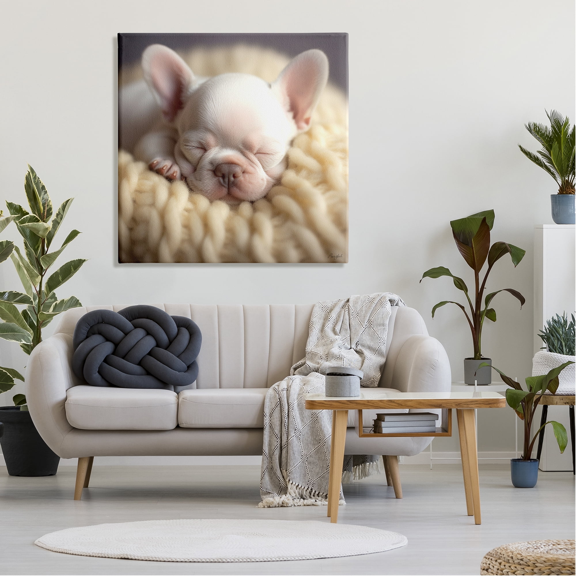 Stupell Industries Tiny Puppy Sleeping Animals & Insects Painting Gallery Wrapped Canvas Art Print Wall Art, 36 x 36