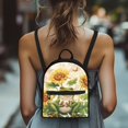 thumbnail image 4 of Eheartsgir Frog Sunflower Print Ladies Backpack Purse Zipper Closure Small Backpack for Travel Work, Polyester Lightweight Mini Backpack, 4 of 8