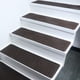 thumbnail image 1 of Juego de alfombras de escalera antideslizantes de 7 piezas, alfombra absorbente a rayas para escalera, autoadhesiva, lavable, cortable, silenciosa, 76x20cm/30x8in, gris oscuro/café/beige, acrílico, 1 of 7