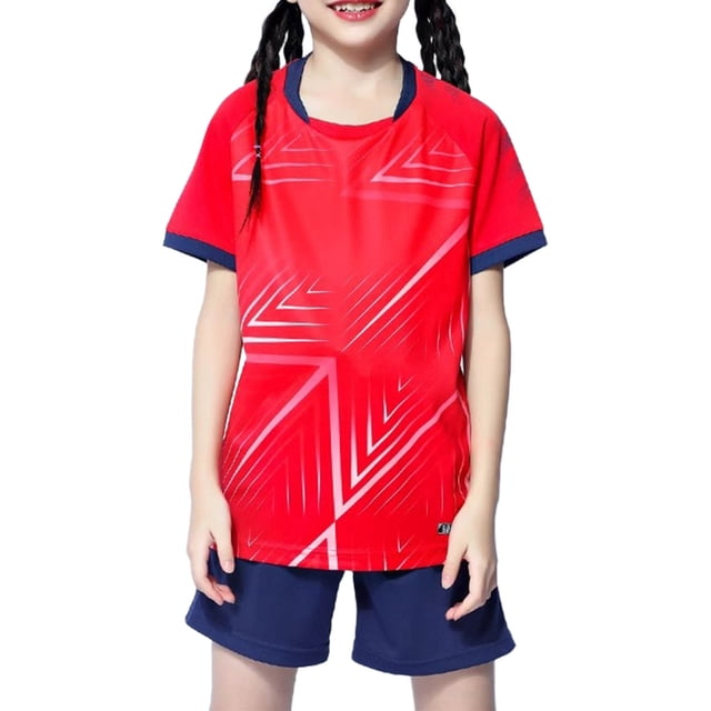 Odeerbi Niños Niñas Rápido Seco Juego de Entrenamiento de Fútbol Pantalones Cortos de Camiseta Con Impresión Geométrica de Gradiente Ropa Deportiva Atlética Para 4-17 Años