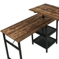 thumbnail image 3 of Rotatable Computer Desk with 2 Tier Shelves and Casters, Brown and Black- Saltoro Sherpi, 3 of 5
