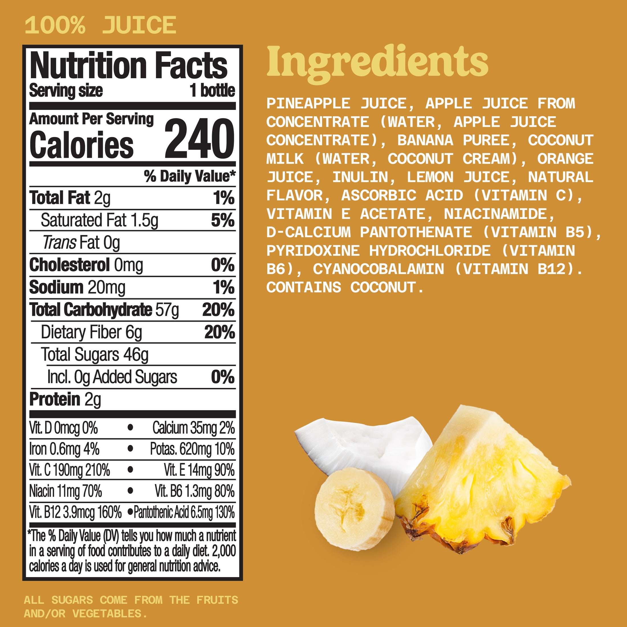 Naked Boosted Smoothie Pina Colada Machine, 15.2 fl oz Bottle